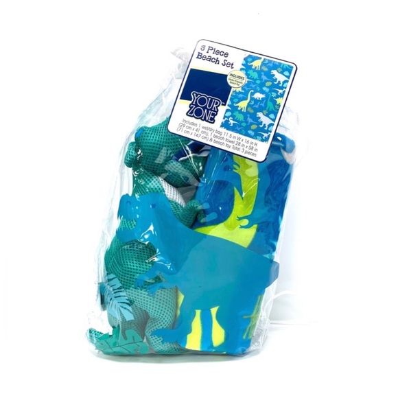 Your Zone 3-piece youth Dinosaur beach set - wet/dry backpack, towel & Toy - Picture 3 of 6